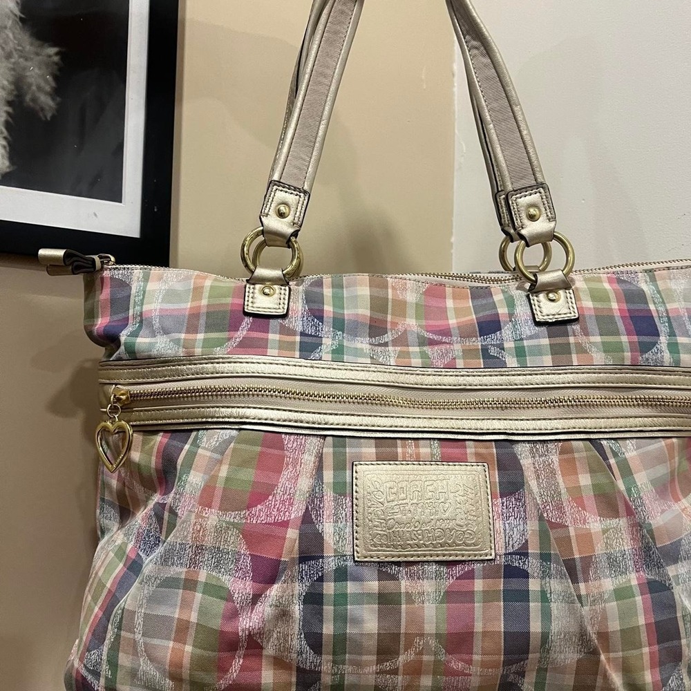 Y2K 2000s Coach Poppy Daisy Signature C Madras Plaid … - Gem